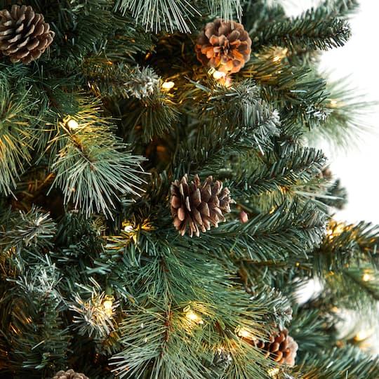 9ft. Pre-Lit Frosted British Columbia Mountain Pine Artificial Christmas Tree, Clear Lights